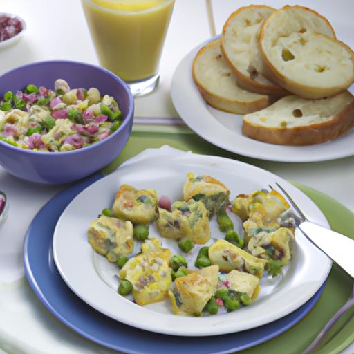 Onion and Potato Mini Frittatas with Pea and Bread Salad