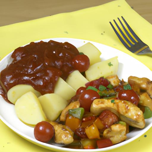 Soya Glazed Chicken with Tomato and Potato