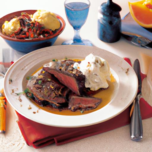 Trump-style Beef Steak with Sweet Ice Cream Topping