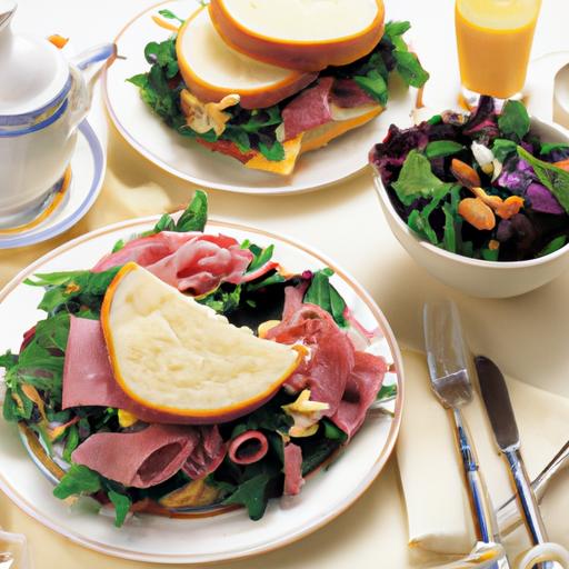 Deli Ham and Swiss Cheese Sandwich with Nutty Salad