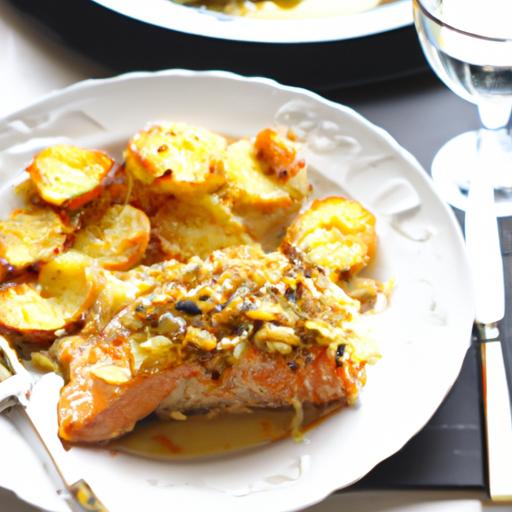 Crispy Potato Crusted Salmon with Swiss Cheese