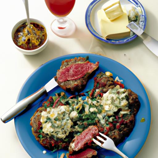 Stilton Crusted Rib Eye Steak with Bacon Butter