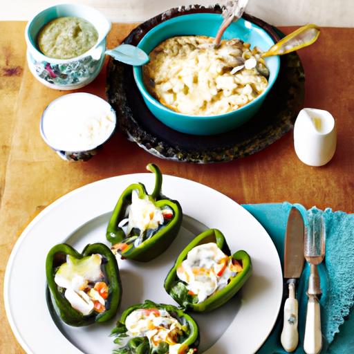 Creamy Spinach and Broad Beans Stuffed Peppers