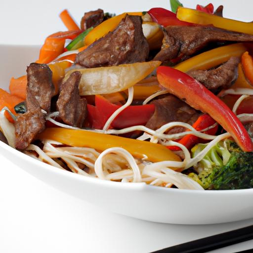 Spicy Beef and Vegetable Stir Fry with Rice Noodles