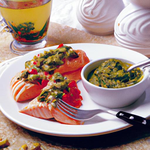 Pesto Salmon with Red Pepper