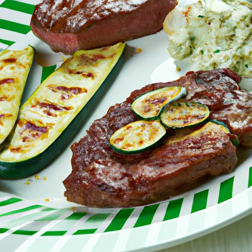 Grilled Rib Eye Steaks with Zucchini Fritters