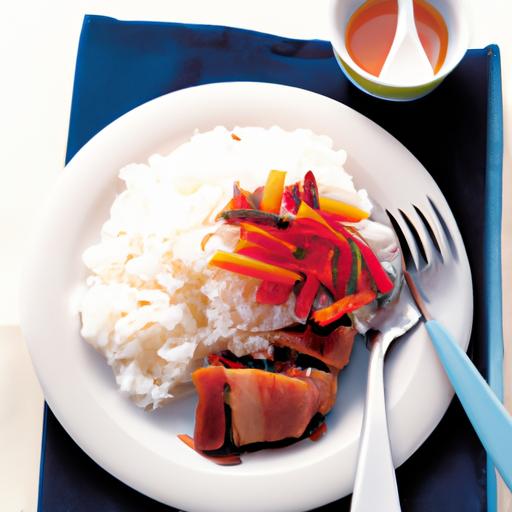 Soy-Bacon Chicken with Carrot Rice