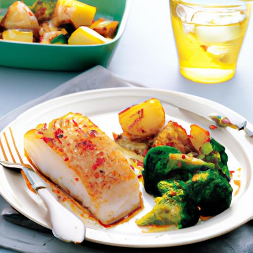 Pan-Seared Halibut with Chili Oil, Roasted Potatoes, and Broccoli