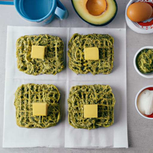 Avocado Spinach Ramen Waffles