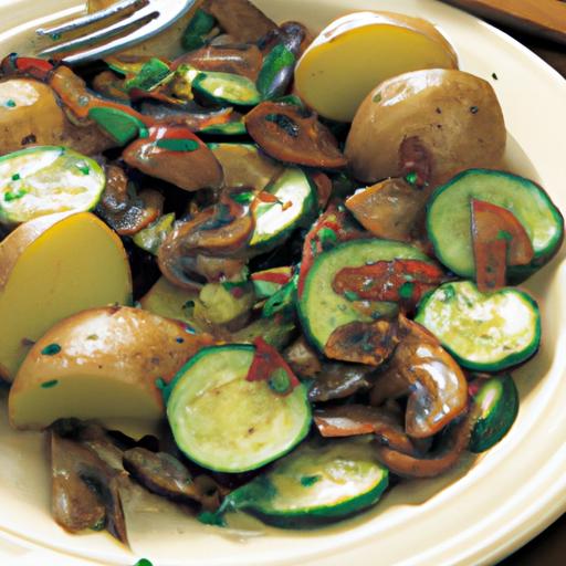 Sauteed Zucchini and Mushroom with Potato Hash