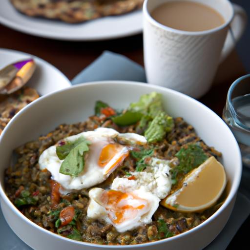 Regal Avocado Coddled Eggs with Lentil and Chicken Medley