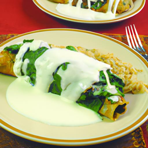 Spinach and Shredded Chicken Enchiladas