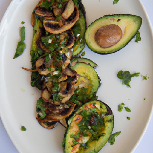 Roasted Portobello Mushroom and Zucchini Salad with Avocado Dressing