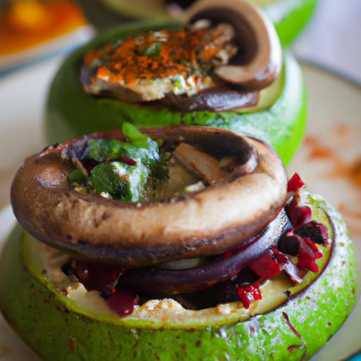 Portobello Mushroom Stuffed with Zucchini and Avocado