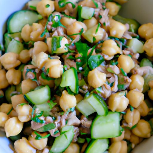 Chickpea Cucumber Salad with Tuna