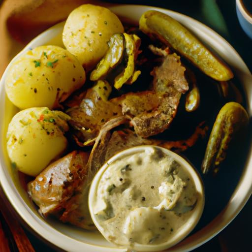 Creamy Dijon Mustard Potatoes with Pickled Steak