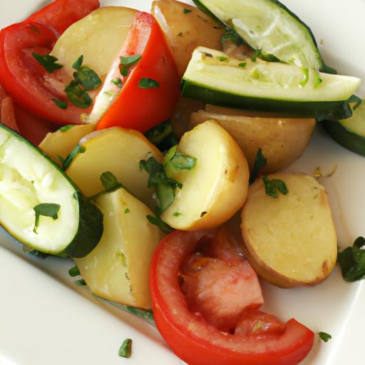 Roasted Potato, Cucumber, and Tomato Salad