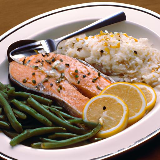 Oven-Baked Lemon Salmon with Green Beans and Rice