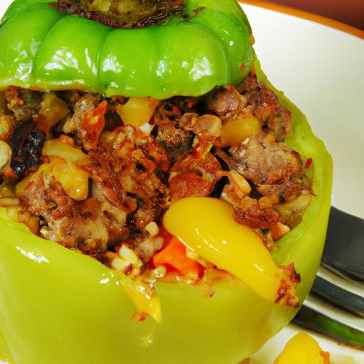 Stuffed Green Peppers with Ground Beef