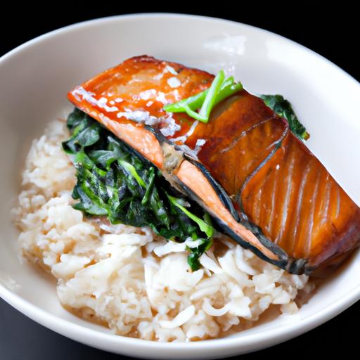 Soy Glazed Salmon with Spinach Rice